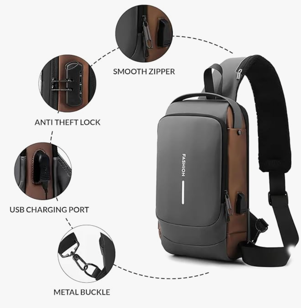 UrbanCharge Anti-Theft Sling Bag with USB Charging Port
