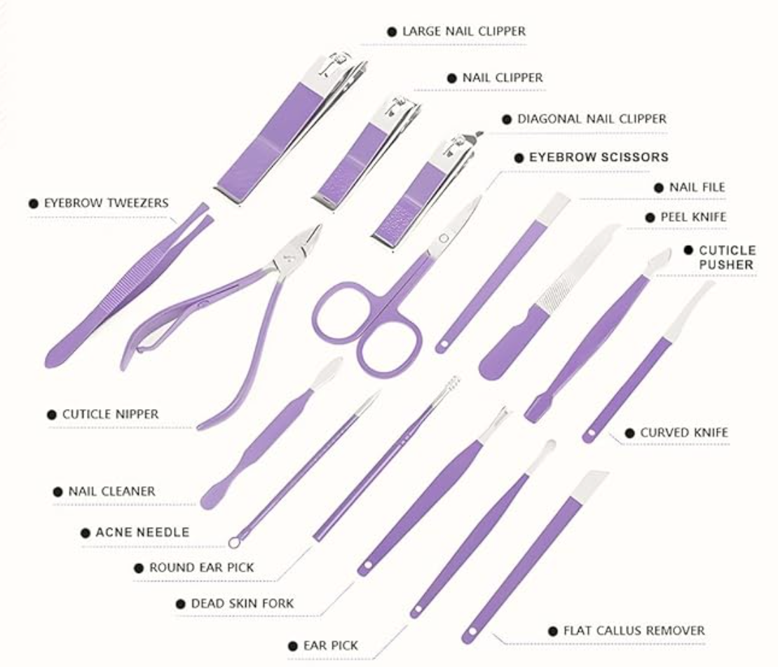 Manicure Set Nail Clipper Kit - 16 Pieces Stainless Steel Manicure Kit - Nail Care Tools for Hand & Feet