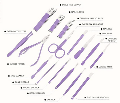 Manicure Set Nail Clipper Kit - 16 Pieces Stainless Steel Manicure Kit - Nail Care Tools for Hand & Feet