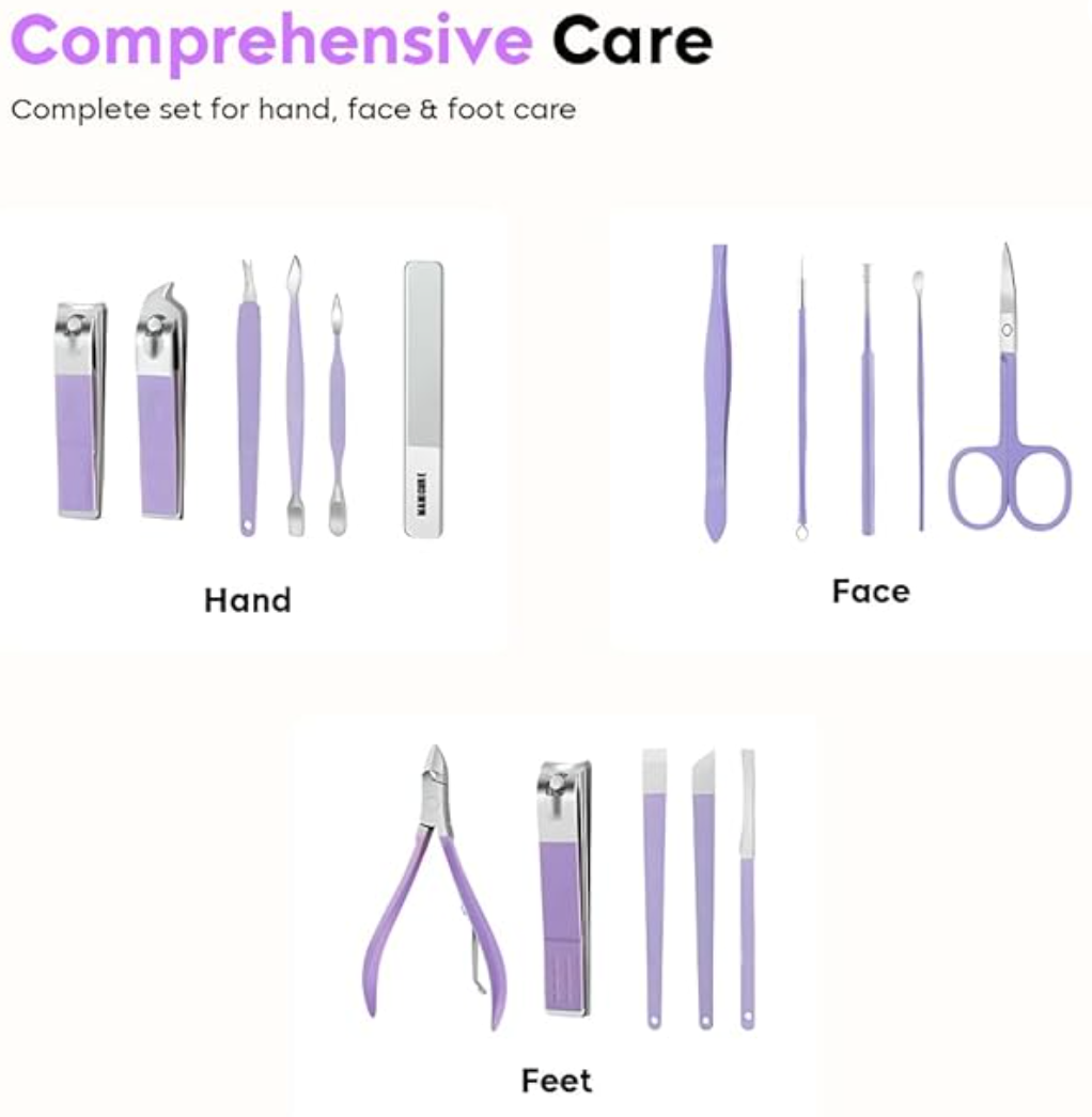 Manicure Set Nail Clipper Kit - 16 Pieces Stainless Steel Manicure Kit - Nail Care Tools for Hand & Feet
