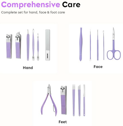 Manicure Set Nail Clipper Kit - 16 Pieces Stainless Steel Manicure Kit - Nail Care Tools for Hand & Feet