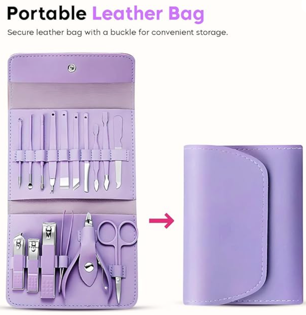 Manicure Set Nail Clipper Kit - 16 Pieces Stainless Steel Manicure Kit - Nail Care Tools for Hand & Feet