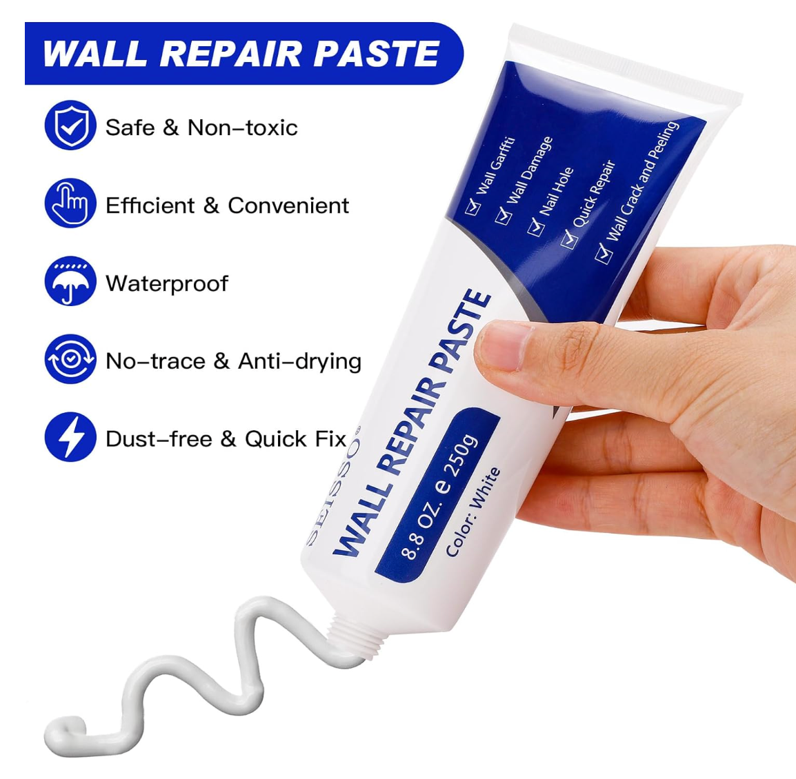 WallRevive Pro Wall Repair Kit | 2-Pack Wall Repair Paste for Cracks, Nail Holes & Surface Repairs