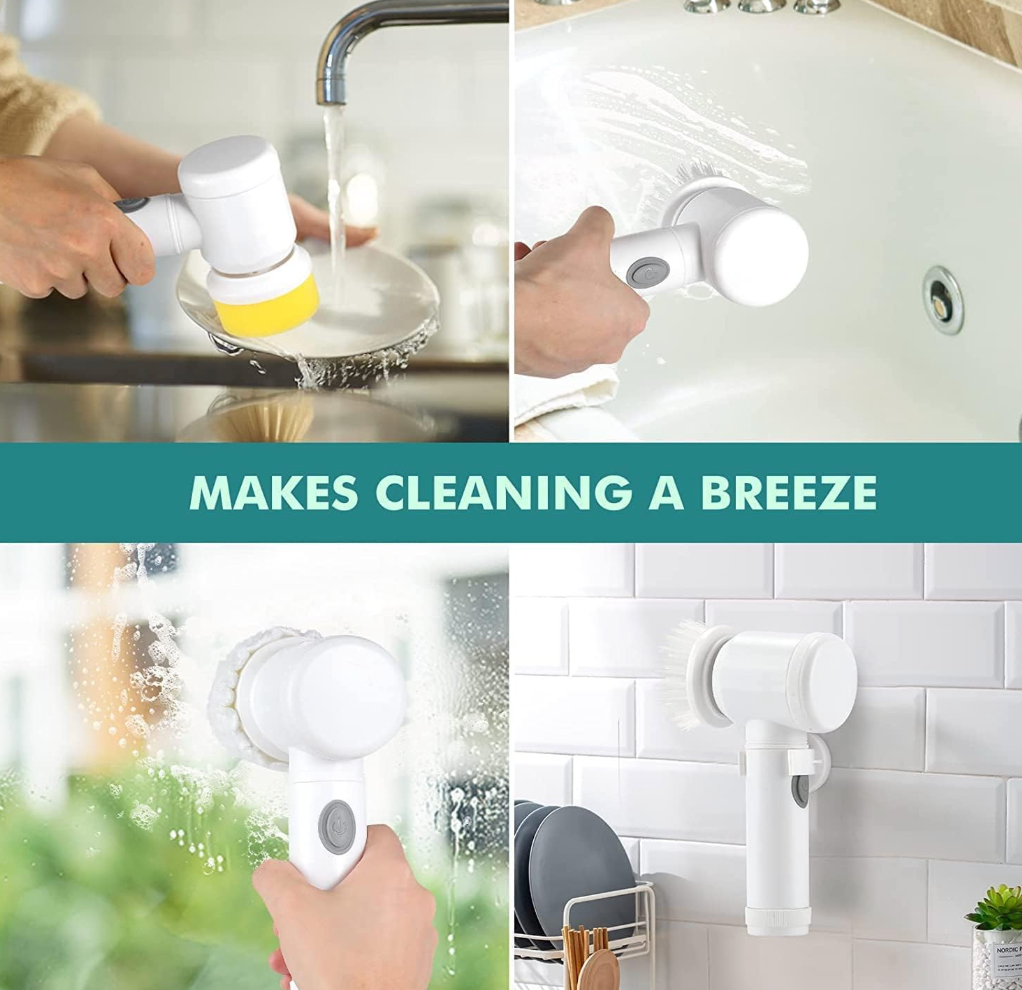 CleanSwift Power Scrubber | Cordless Multi-Surface Electric Cleaning Brush with Interchangeable Brush Heads