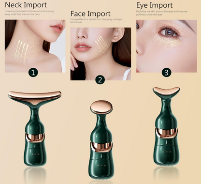 3-in-1 Sonic Facial & Neck Massager | Skin Tightening, Anti-Aging & Wrinkle Care Device for Women