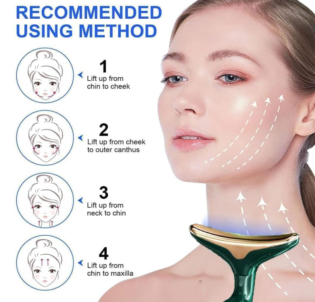 3-in-1 Sonic Facial & Neck Massager | Skin Tightening, Anti-Aging & Wrinkle Care Device for Women