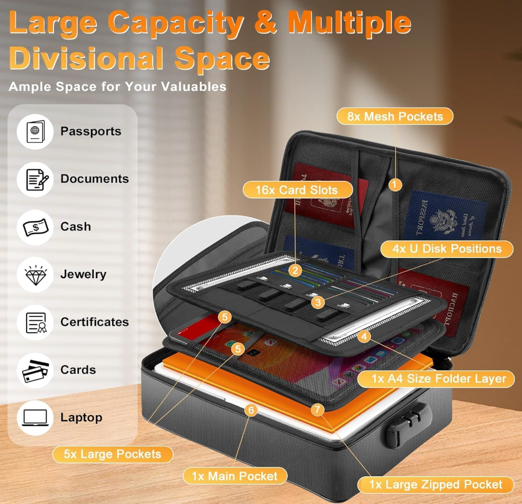 SafeVault™ Waterproof Document Organizer Case