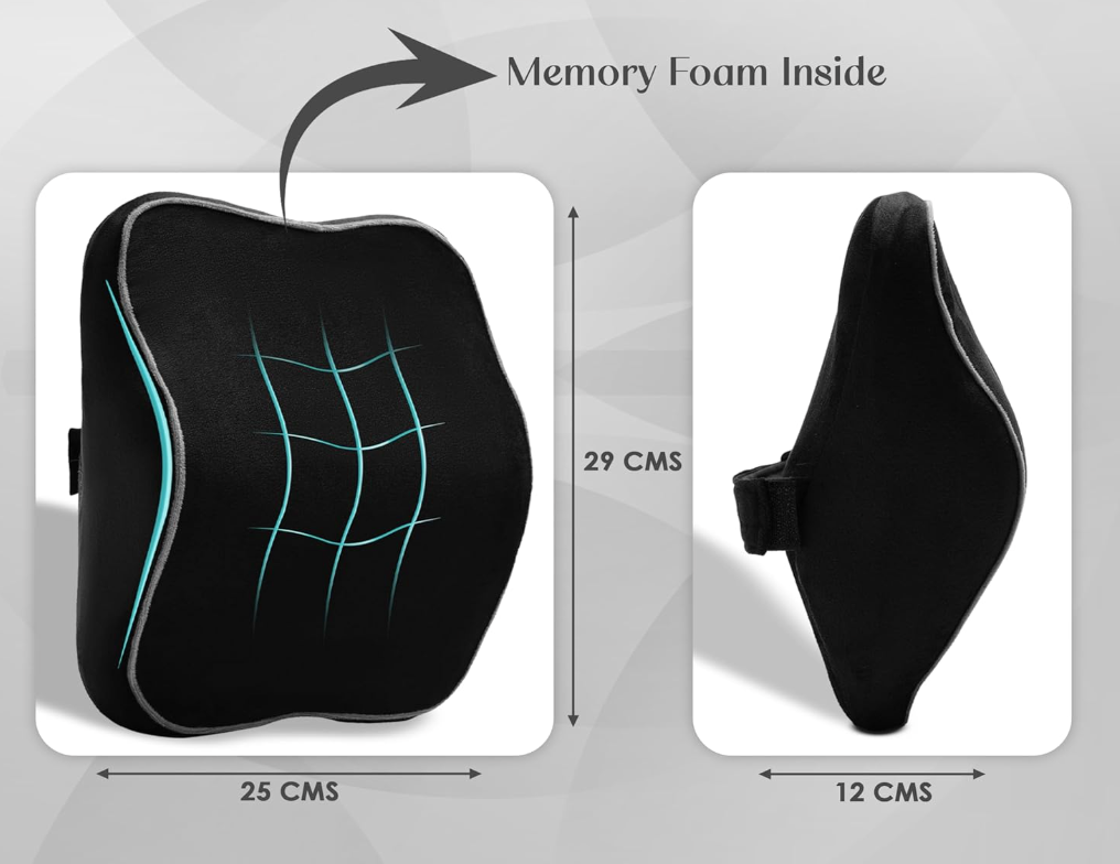 DriveEase 3-in-1 Memory Foam Car Neck Pillow | Adjustable Head & Neck Support Cushion for Cars, SUVs & Long Drives (Black)
