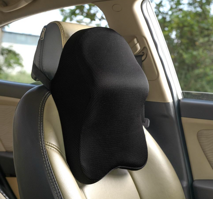 DriveEase 3-in-1 Memory Foam Car Neck Pillow | Adjustable Head & Neck Support Cushion for Cars, SUVs & Long Drives (Black)