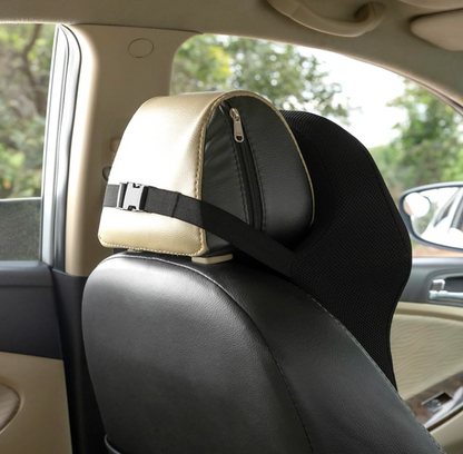DriveEase 3-in-1 Memory Foam Car Neck Pillow | Adjustable Head & Neck Support Cushion for Cars, SUVs & Long Drives (Black)