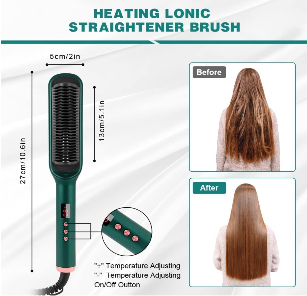 SilkStyle Pro 3-in-1 Hair Straightening Brush | Ceramic Straightener Comb with LCD Temperature Display for Women