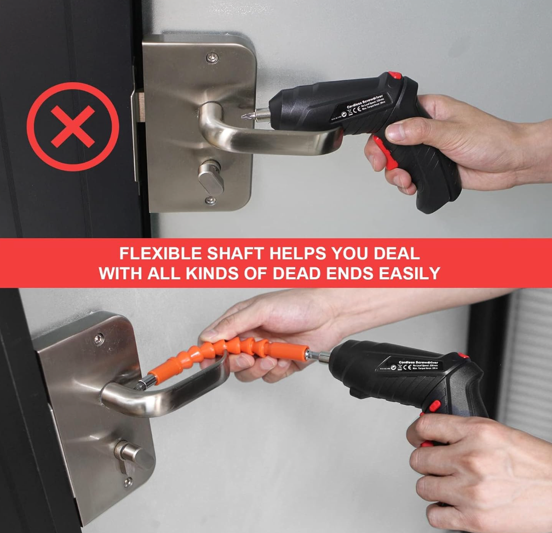 TorqueMate Pro Cordless Electric Screwdriver Set | 3.6V USB Rechargeable Power Screwdriver with 47-Piece Accessory Kit & LED Work Light