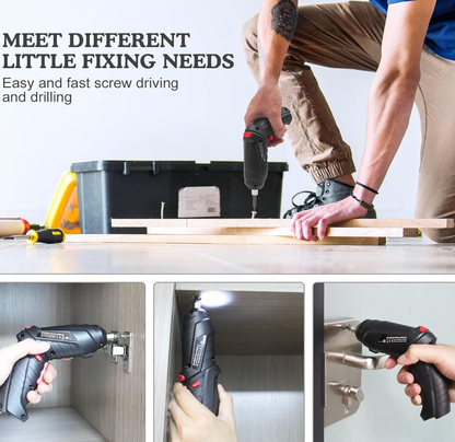 TorqueMate Pro Cordless Electric Screwdriver Set | 3.6V USB Rechargeable Power Screwdriver with 47-Piece Accessory Kit & LED Work Light