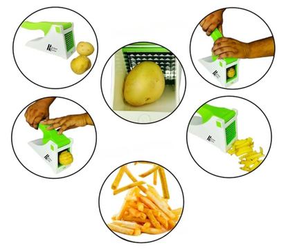 SliceMaster Multi-Purpose Vegetable & French Fry Cutter | Stainless Steel Blade Kitchen Chopper for Potatoes, Onions, Carrots & More