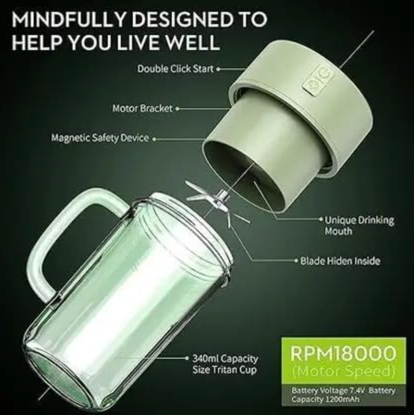 BlendGo Pro Portable Electric Juicer Cup | USB Rechargeable Mini Blender for Smoothies, Shakes & Fresh Fruit Drinks
