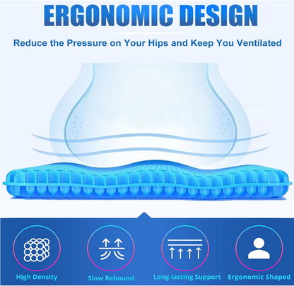 CushionPro Gel Seat Cushion | Extra Large Honeycomb Design Chair Pad for Office, Car & Home