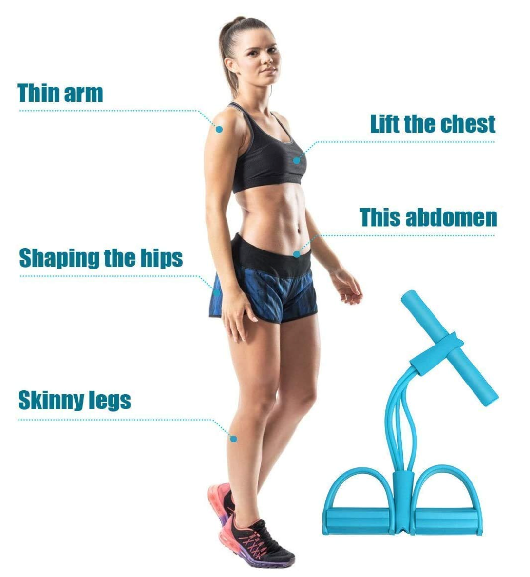 PowerBand Pro 8-Tube Multifunction Pedal Resistance Band Trainer | Full Body Home Gym for Strength, Toning & Stretching