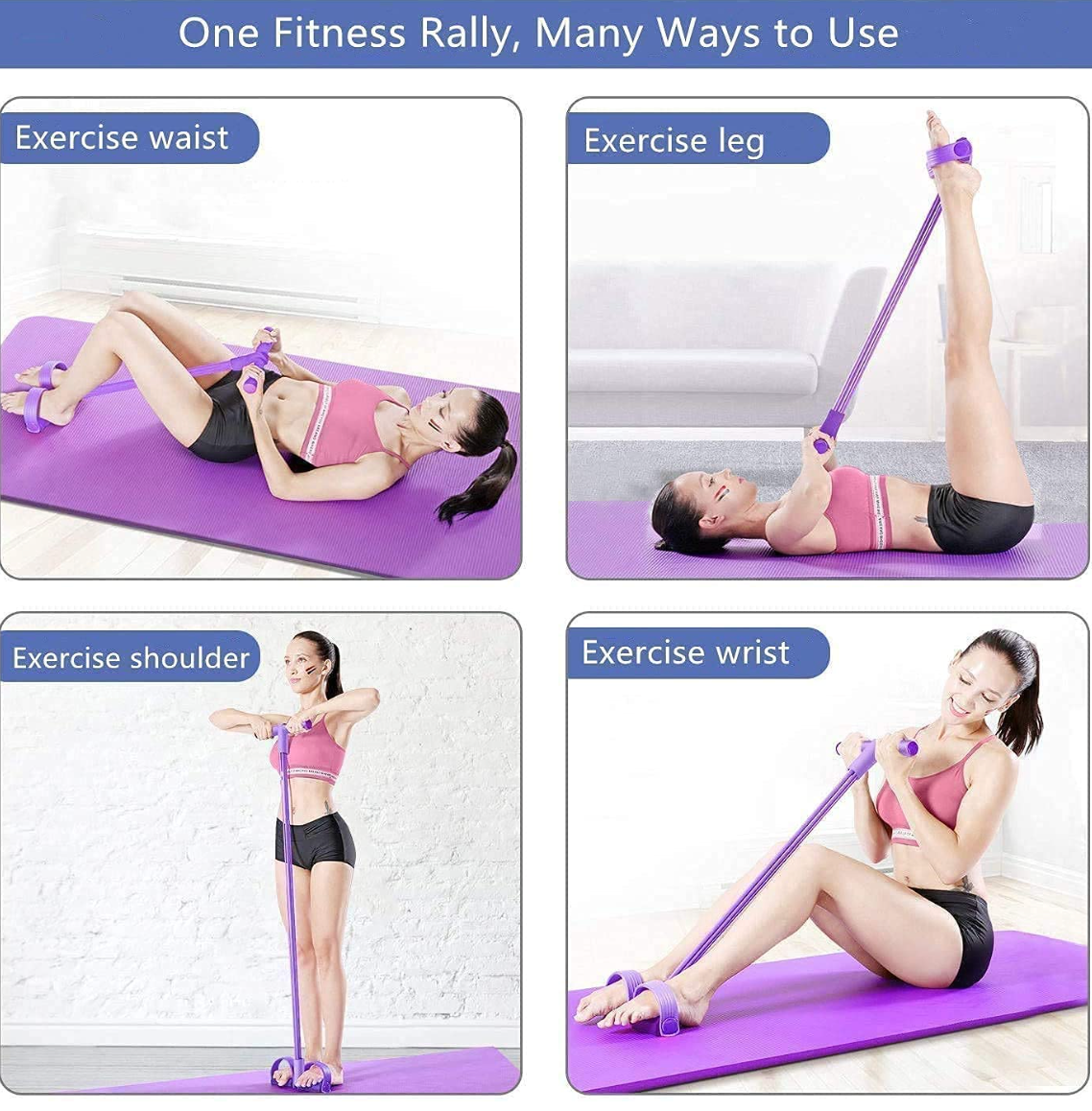 PowerBand Pro 8-Tube Multifunction Pedal Resistance Band Trainer | Full Body Home Gym for Strength, Toning & Stretching