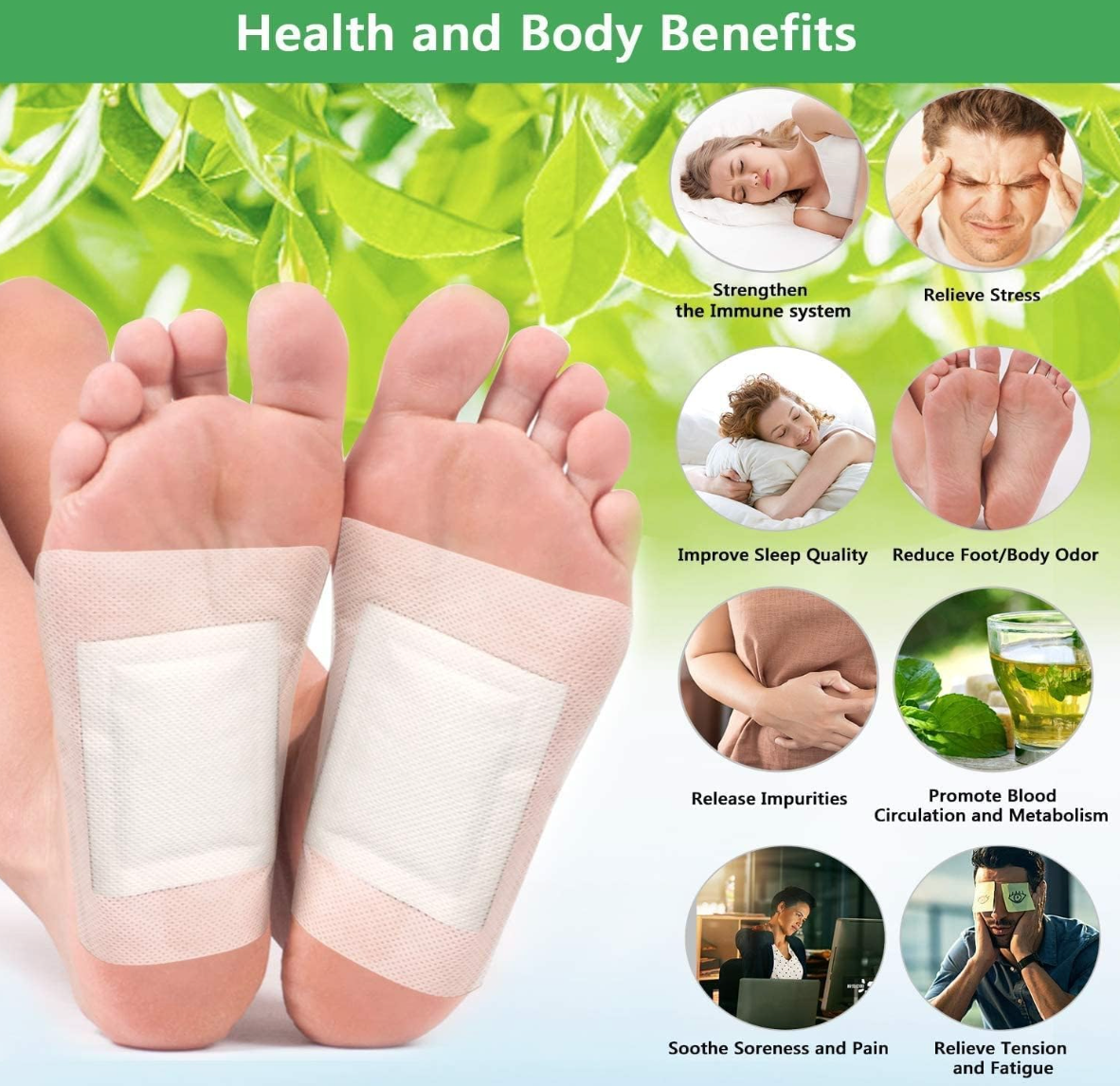 PureStep Detox Foot Patches | Natural Bamboo Vinegar Foot Pads for Deep Cleansing, Relaxation & Better Sleep