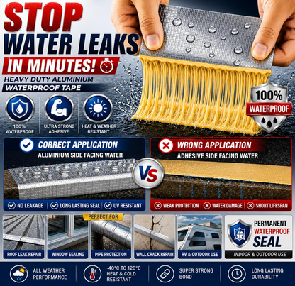 LeakShield Pro Waterproof Aluminium Foil Tape | Pipe Leakage Fix, Roof Repair & Water Seal Tape