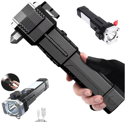 HammerLight Pro 5-in-1 Emergency Torch | Power Bank, Zoomable LED Flashlight, Car Hammer, Lantern & Work Light