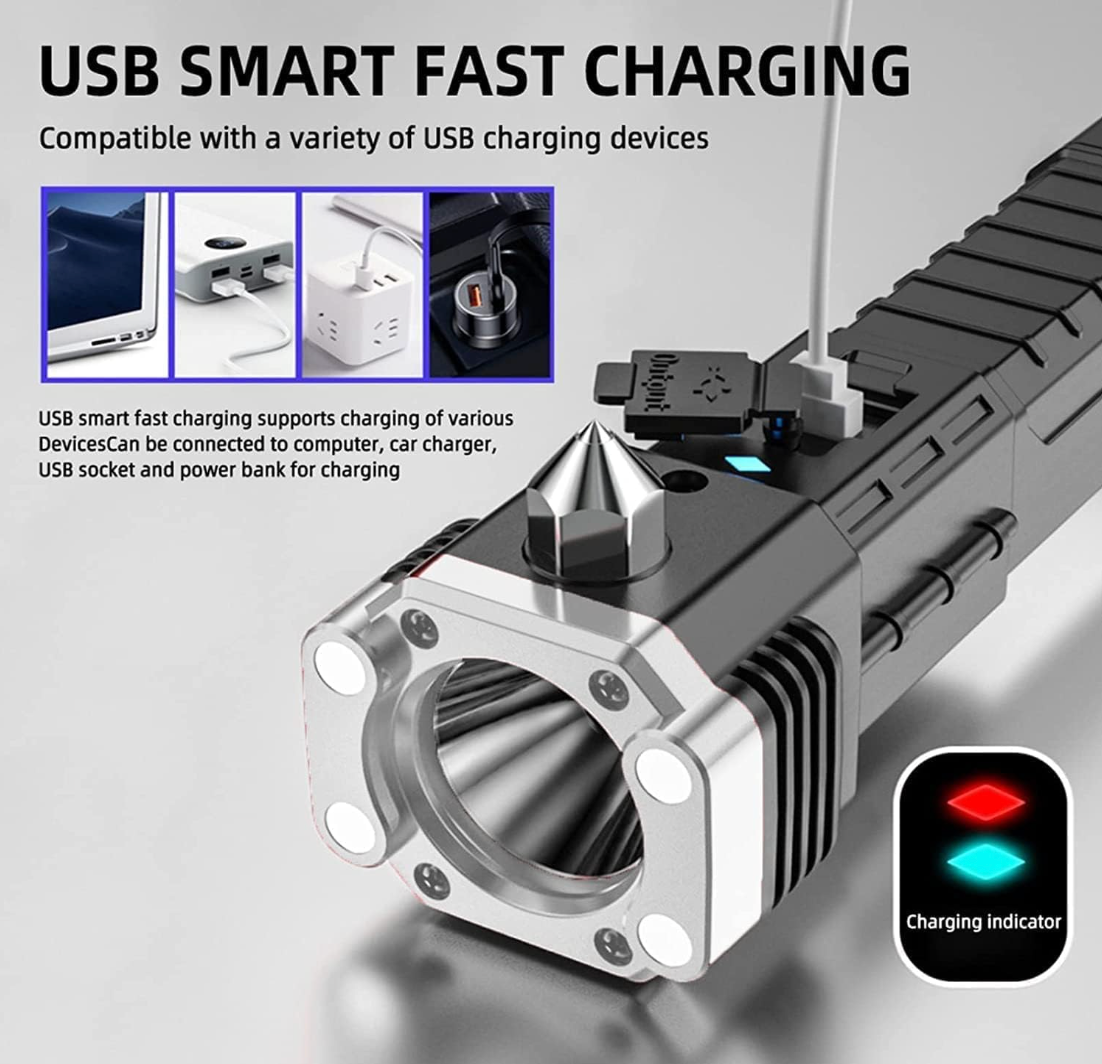 HammerLight Pro 5-in-1 Emergency Torch | Power Bank, Zoomable LED Flashlight, Car Hammer, Lantern & Work Light
