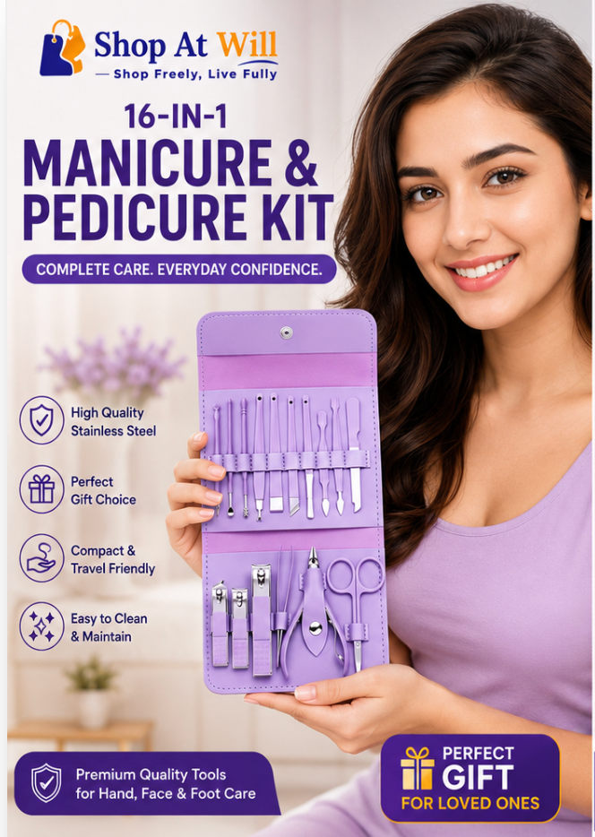 Manicure Set Nail Clipper Kit - 16 Pieces Stainless Steel Manicure Kit - Nail Care Tools for Hand & Feet